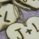 2" Rustic Wedding 25 wood Heart Favor Tag Charms Personalized Initials Bride Groom woodburned