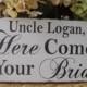 Wedding Signs,REVERSIBLE/ Uncle Here comes your Bride sign/Thank you, just married..Ring Bearer Signs,Flower girl sign,photo prop sign:)
