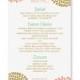 Wedding Menu Card Template - DOWNLOAD INSTANTLY - Edit Yourself - Chrysanthemum (Peach, Mint & Gold) 4 x 7 - Microsoft Word Format