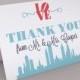 Philadelphia Thank You Cards,Wedding Thank You Cards,Philadelphia Skyline,Wedding Thank You Notes,Personalized Thank You Card,Love Park Card