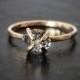 Diamond Gold Engagement Ring, Herkimer Solid 14K Gold, Organic Ring