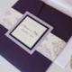 Purple Pocket Fold Wedding Invitations, Purple and Lavender Invites, Purple Damask Invitations,  - "J'adore" Pocketfold Invitation Sample