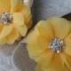 Yellow Flower Shoe Clips / Hair Clips / Wedding Accessories /  Hair Accessories /Set of 2.