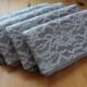 Silver Wedding Clutches, 4 Bridesmaid Clutches - Gunmetal Silver and Ivory Lace Wedding Clutch - Pick Your Own Fabric and Lace
