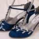 Blue Wedding Shoes Royal-Blue with Silver Swarovski Crystals