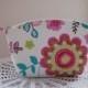 Shabby Chic Cosmetic Bag Clutch Zipper Purse Colorful Flowers  Made in the USA Bridal Wedding