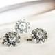 art deco clear crystal grey swarovski rhinestone necklace earrings wedding jewelry bridal jewelry bridesmaids jewelry set
