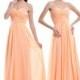Peach Bridesmaid Dress, Empire Sweetheart Long Chiffon Bridesmaid Dress