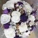 Purple, Lavender , Ivory, Winter Bouquet, Sola Flower Bridal Bouquet, Alternative bridal Bouquet, Keepsake Bouquet, Wedding Flowers