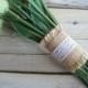Bouquet wraps in natural burlap with white lace trim