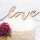 Love Cake Topper, Rustic Wedding Cake Topper in Wood or Glitter, Hipster Chic Cake Topper (Item - CLH900)