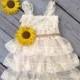 Sunflower Flower Girl Dress-Sunflower Wedding-Sunflower Dress-Country Flower Girl Dress-Rustic Flower Dress-Sunflower Headband