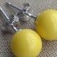 yellow pearl earrings,Glass Pearl earrings,8mm yellow pearl earrings,round pearl stud earrings,bridesmaid earrings,wedding Jewelry