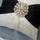 Ivory Black Ring Bearer Pillow Lace Ring Pillow Pearl Rhinestone Accent
