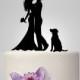 wedding Cake Topper Silhouette,  your dog Wedding Cake Topper, Bride and Groom Cake Topper, mr mrs wedding cake topper, acrylic cake topper