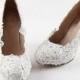 2014 Ivory lace bridal shoes, handmade lace bridal shoes, Ivory lace wedding shoes, Ivory lace shoes and daily party shoes in handmade