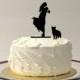 CAT + BRIDE & GROOM Silhouette Wedding Cake Topper With Pet Cat Groom Lifting Up Bride Family of 3 Silhouette Wedding Cake Topper Bride