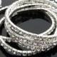 set of 12 x silver 1/2/3 /4 lines stretch elasic silver tone rhinestone crystal bracelet for bridemaids , napkin holder , wedding accessory