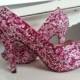 crytals wedding shoes rhinestone stone wedding heels open toe heels fuschia wedding peep toe shoes bridal shoes hot pink crystal custom shoe