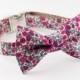 Berry Floral Dog Bow Tie Collar with Nickel Buckle - Liberty of London