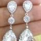 Swarovski Clear White Crystal Teardrop Dangle Earrings Wedding Jewelry Bridesmaid Gift Bridal Earrings Bridesmaid Earrings S (E063)