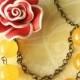 Flower Necklace Yellow Jewelry Yellow Necklace Red Jewelry Rose Necklace Bridesmaid Gift Beadwork