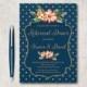 Floral Wedding Rehearsal Dinner Invitation Printable, Digital File - Gold & Blue Wedding Rehearsal Invite