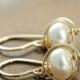 Pearl Gold Dangle Earrings, Bridal Jewelry, 14k Gold Fill Pearl Jewelry, Drop Earrings