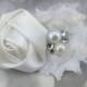 White Wedding Shabby Flower with Pearl and Rhinestone Fluffy Floral Pet Collar - Cat Dog Accessory
