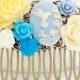 Blue Wedding Bridal Hair Comb. Blue Rose,Bird,Ivory Flowers Collage Hair Comb, Bridal Bridesmaid Comb,Something blue,Bee,Butterfly,Wedding