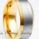 Tungsten Wedding Bands,Tungsten Wedding Ring,Yellow Gold,Two Tone,18k,Anniversary Ring,Engagement Band,Comfort Fit,Beveled Edges,His,Hers