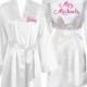 Personalized Knee Length Satin Bridal Robe with Name on Front and Back - Bride Robe, Customized Mrs. Robe, Bridal Lingerie