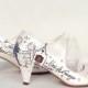 Cartoon Bride and Groom&the Wedding Chapel - Customized Bridal Shoes