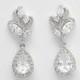 Bridal Jewelry Wedding Earrings Crystal Clear Cubic Zirconia Posts Teardrop Wedding Jewelry Bridal Earrings
