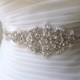 Bridal beaded rhinestone pearl sash.  Vintage style crystal applique wedding belt.  CAMILLA
