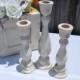 Set of 3 Distressed Wood Candle Stick Holders for Rustic Shabby Chic Wedding - You Pick Color - Item 1229