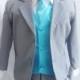 Formal Boy Suit Gray with Turquoise Vest for Toddler Baby Ring Bearer Easter Communion Long Tie Size 2, 3, 4, and More