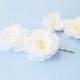 White flower bobby pins, Wedding hair accessories, Bridal accessory, Floral hair pins - BLOSSOM