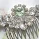 mint green wedding hair comb, wedding hair accessories,bridal Swarovski hair comb, head piece,