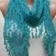 Teal Green Lace Scarf Bridal Accessories Bridesmaids Gift Summer Teal Wedding Women Fashion Accessory Mothers Day Gift Christmas Gif for her