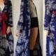 Japanese Kimono Vintage Dark Blue Graphic Floral Asian Ethnic Boho Draped Kimono Robe  (s m)