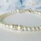 White Pearl Bracelet Wedding Jewelry Swarovski White Pearl Bridal Accessories