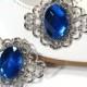 Sapphire Blue Shoe Clips Silver Filigree Accessories for your Shoes