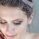 Taupe birdcage veil with bow, taupe bridesmaid birdcage on a headband, wedding  veil Audrey Hepburn