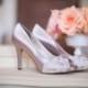 Wedding shoes peep toe platform high heels bridal shoes embellished with floral ivory French lace and crystal brooch
