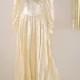 Vintage Ivory 30s 40s Wedding Gown with Train - Liquid Satin Ivory Bias Cut Wedding Dress - Size Small 4 -6 estimated