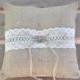 Burlap ring pillow Burlap Ring Bearer Pillow with Ivory Cotton trim Ring cushion Woodland / Rustic / Cottage style Weddings
