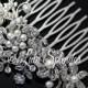 Bridal Hair Comb Flower Side Comb Ivory White Pearl Crystal  Rhinestone Wedding hair accessories,  SABINE