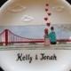 Engagement, Wedding gift - Personalized Hand Painted Ceramic Ring Dish, ring holder- Golden Gate Bridge, Anniversary, Valentine's Day