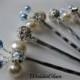 Something Blue Hair Pin, Wedding Hair Accessories, Silver wired vines, Swarovski Ivory White Blue pearls. Bridesmaid hair do, Set of 5 pins